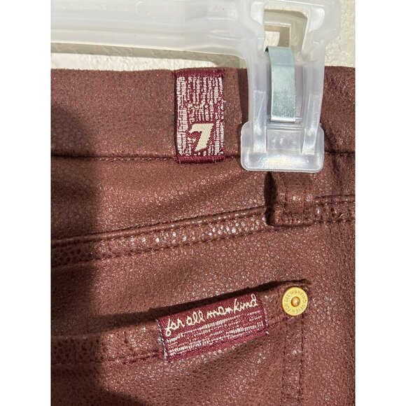 7 For All Mankind  Pants Womens size 27 Metallic Coated Skinny Pants Soft - Picture 7 of 12